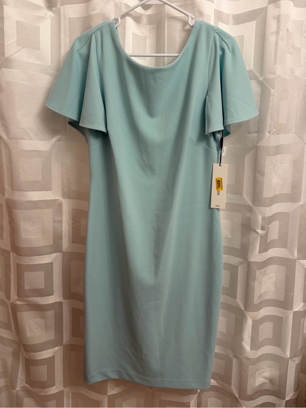 NWT Calvin Klein mint deadpan green flutter sleeve sheath dress 12